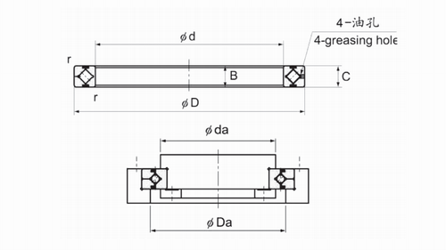 RA系列交叉滾子軸承結(jié)構(gòu)圖