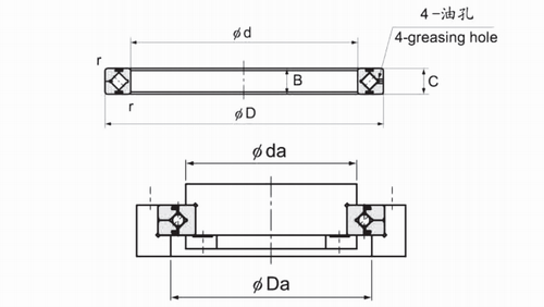 RA-C系列交叉滾子軸承結(jié)構(gòu)圖