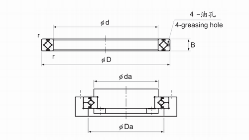 CRBH-A系列交叉滾子軸承結(jié)構(gòu)圖
